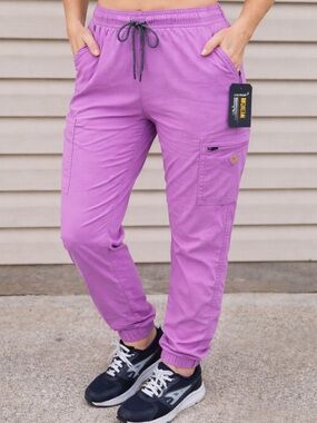 Carhartt Force Cargo Jogger Scrub Pants Purple Medical Workwear Petite M NWT